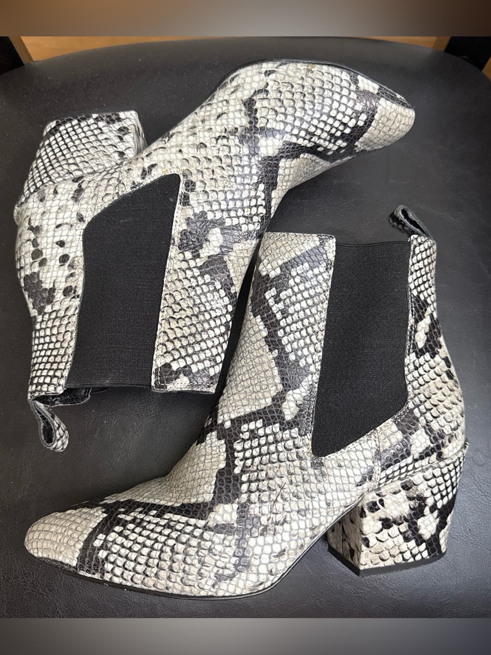 Snakeskin print ankle boots